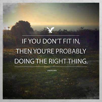 If you don't fit in, then you're probably doing the right think.