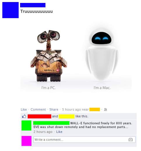 Wall-E - I'm a PC. EVE - I'm a Mac.