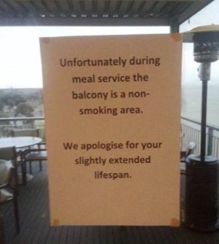 Trolling the smokers, in England.